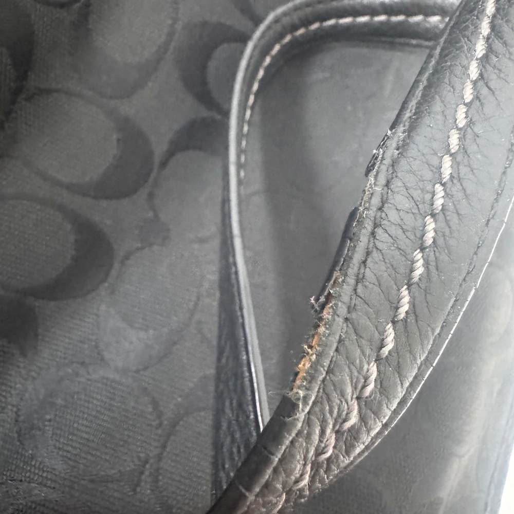 Coach Park Signature Carrie Tote Shoulder Bag Black Leather Trim F23297 - Picture 7 of 10